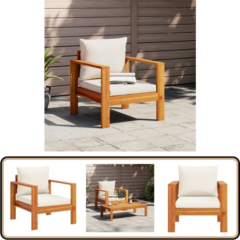 Chaise de jardin avec coussins bois massif d'acacia - Chaises De Jardin - Meuble De Jardin - Fauteuil De Jardin - Chaises Extérieures - Acacia Massif