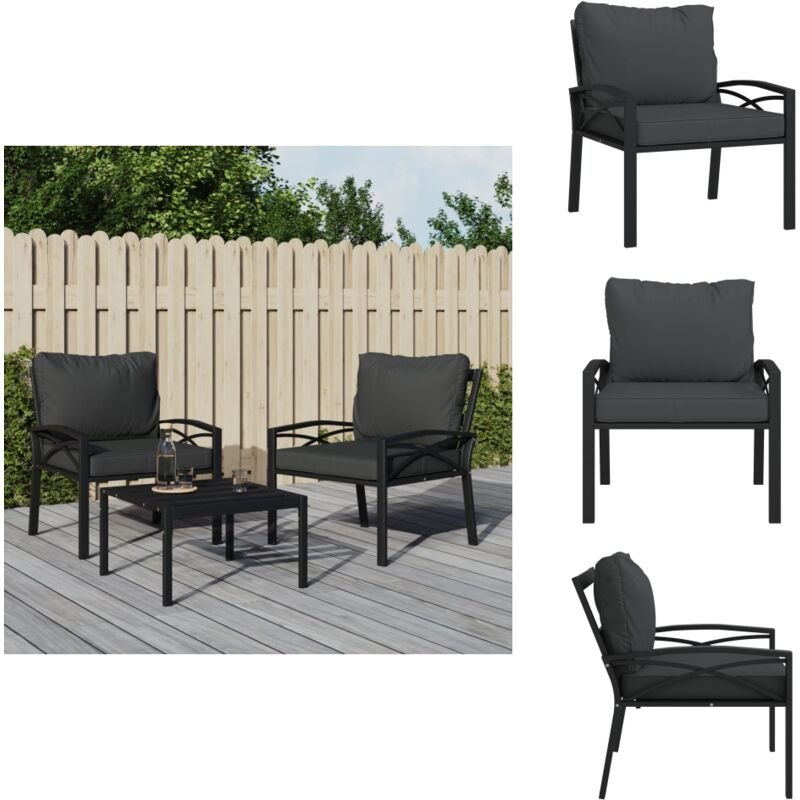 Chaise de jardin avec coussins gris 68x76x79 cm acier - Chaises De Jardin - Mobilier De Jardin - Chaises D'extérieur - Fauteuil De Jardin