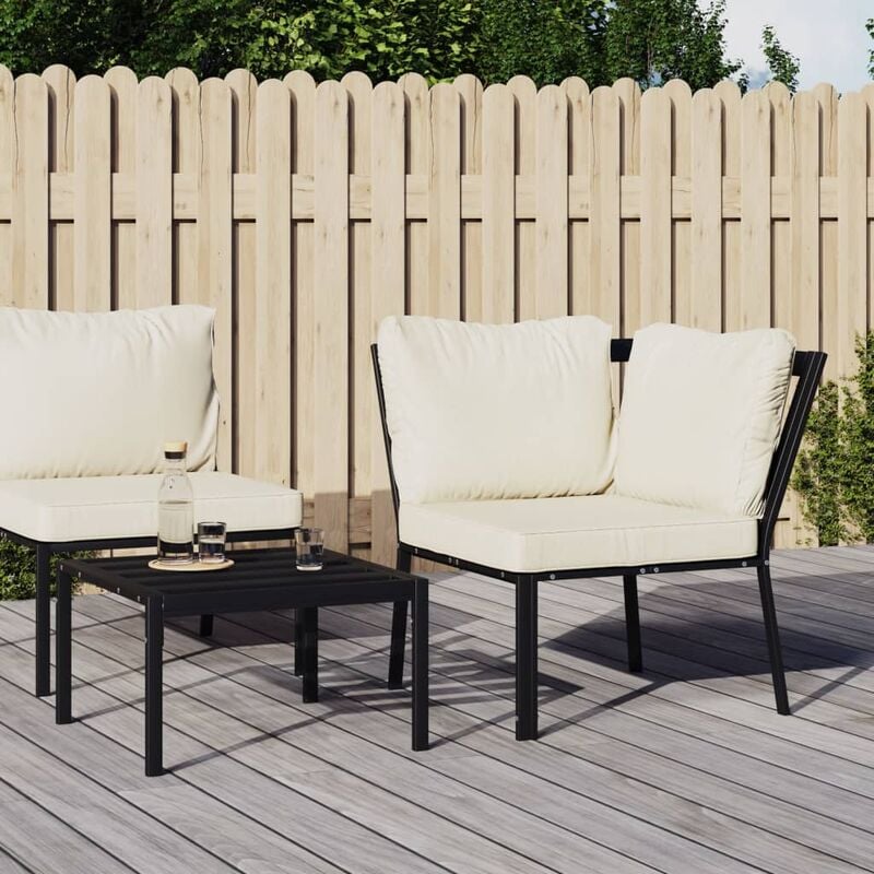 Chaise de jardin avec coussins sable 76x76x79 cm acier