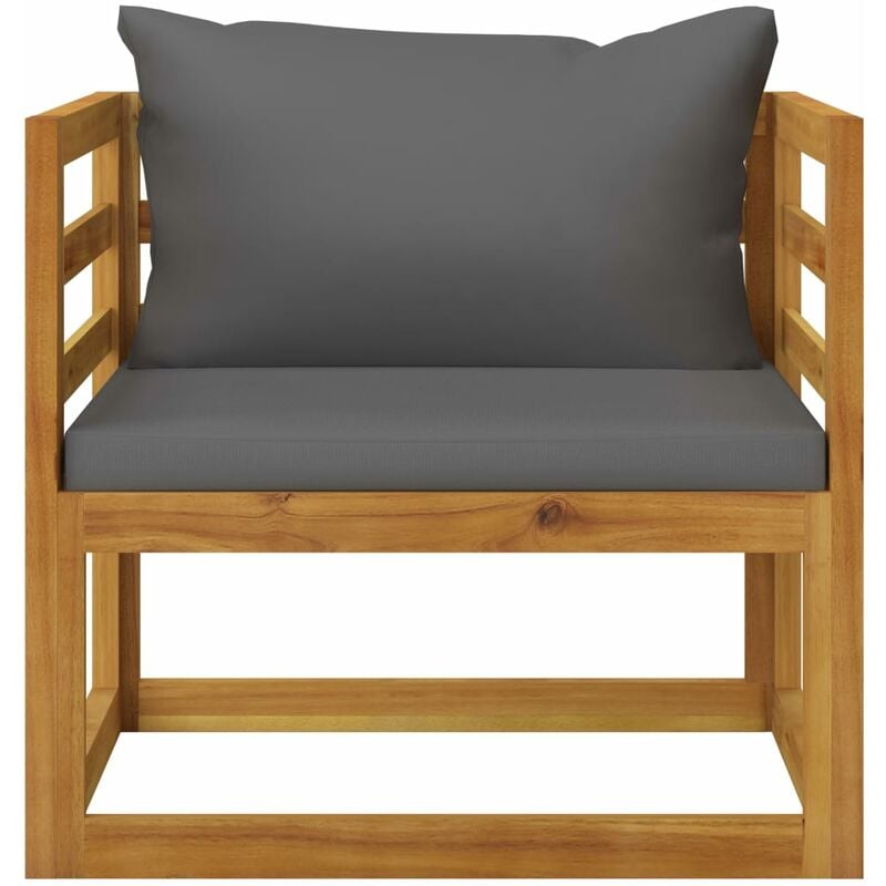 Inlife Chaise de jardin avec coussins gris foncé Bois d'acacia massif