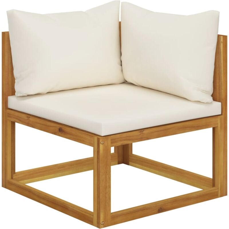 Vidaxl - Canapé d'angle sectionnel et coussin blanc crème Bois d'acacia