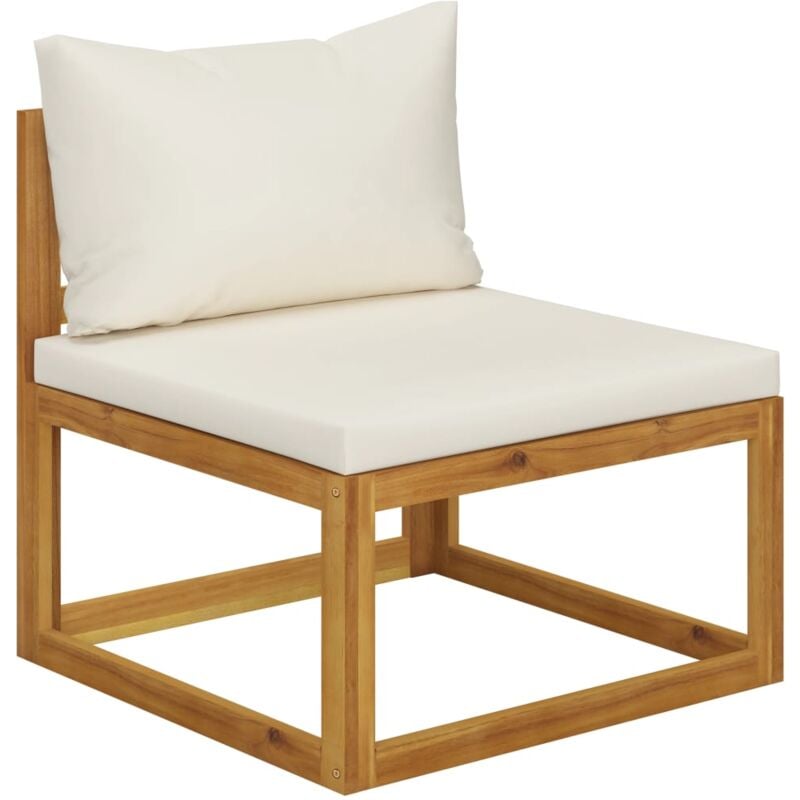 Ensemble de canapés 2 pcs et coussins blanc crème Acacia solide Vidaxl