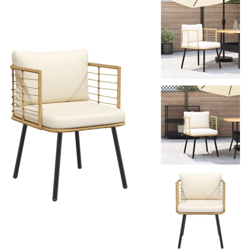 Chaise de jardin avec coussins naturel résine tressée - Chaise De Jardin - Chaises De Jardin - Siège De Jardin - Siège D'extérieur