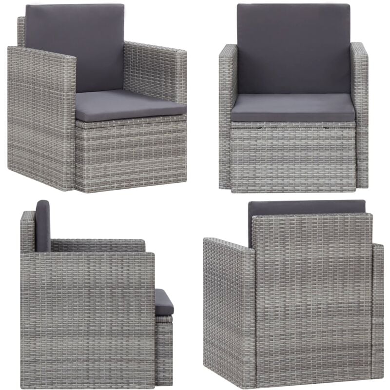 Vidaxl - Chaise de jardin avec coussins Résine tressée Gris - Fauteuil De Jardin - Chaise De Jardin - Mobilier De Jardin - Décoration Extérieure