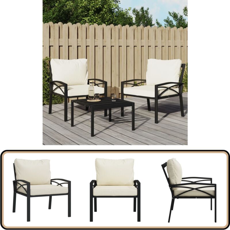 Chaise de jardin avec coussins sable 68x76x79 cm acier - Chaise De Jardin - Mobilier De Jardin - Fauteuil Extérieur - Canapé D'extérieur - Décoration