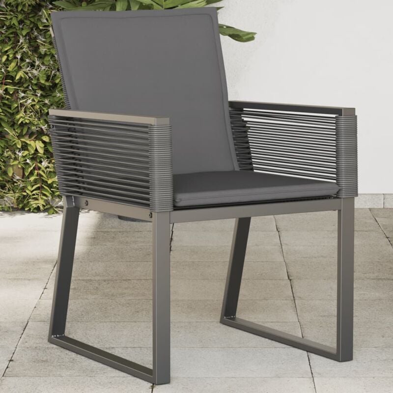 Vidaxl - Chaises de jardin lot de 4 avec coussins noir résine tressée