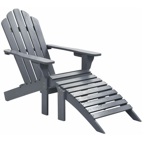Chaise de jardin avec pouf Bois Gris