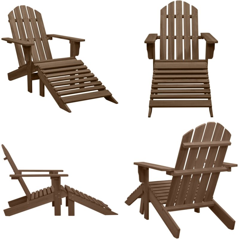 Chaise de jardin avec pouf Bois Marron - Fauteuil De Jardin - Chaise De Jardin - Pouf De Jardin - Mobilier De Jardin - Salon De Jardin - Home & Living
