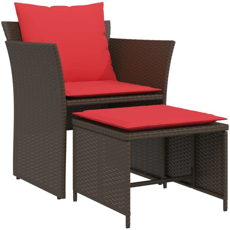 Vidaxl - Chaise de jardin avec tabouret marron résine tressée