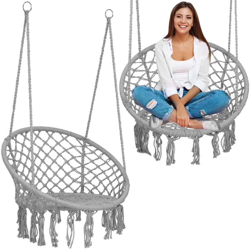 Chaise de jardin balançoire suspendue BOHO, gris