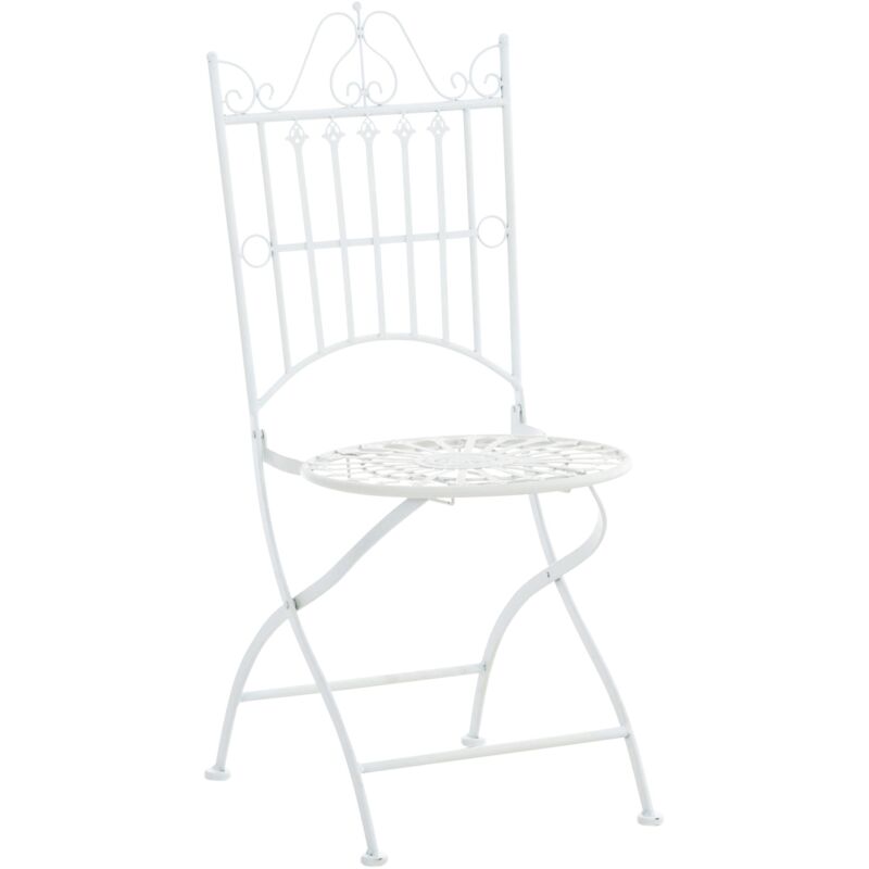 Chaise de jardin balcon terrasse design rustique pliable en métal blanc 100003801