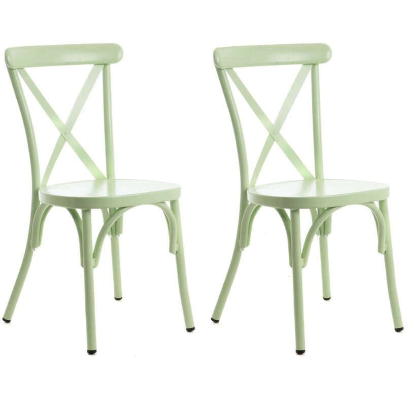 Chaise de jardin bistrot empilable en aluminium (lot de 2) - DAHLIA - Vert clair