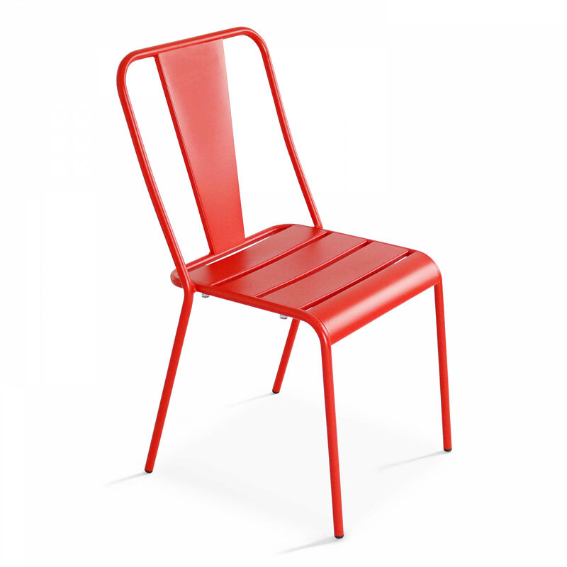 Oviala - Chaise de jardin en métal rouge - Rouge
