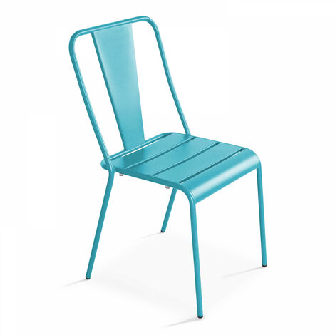 Chaise de jardin bistrot en métal Dieppe - Bleu - Bleu