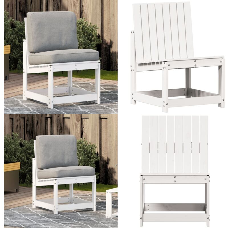 Chaise de jardin blanc 50,5x55x77 cm bois de pin massif - Chaises De Jardin - Mobilier De Jardin - Chaises Extérieures - Chaise En Bois - Chaise