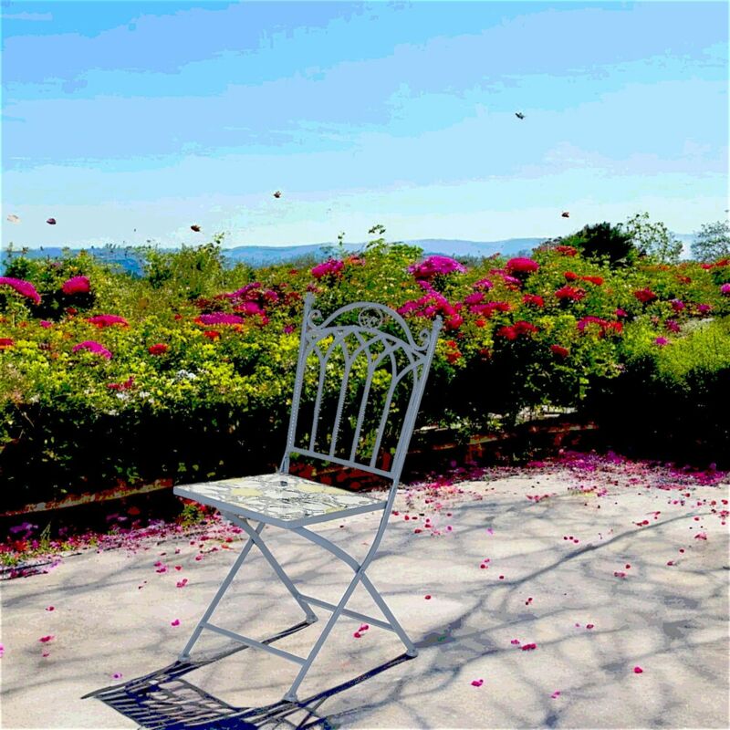 Chaise de jardin bleue décor mosaïque citrons (lot de 2) grenade