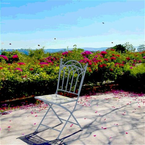 Chaise de jardin bleue décor mosaïque citrons (lot de 2) GRENADE