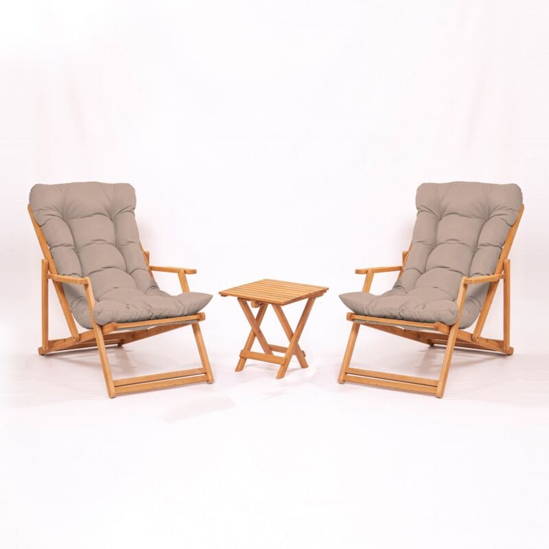 Chaise de jardin brun en bois de hêtre 100% naturel, sans vernis, brun et naturel, 59x90x44 cm