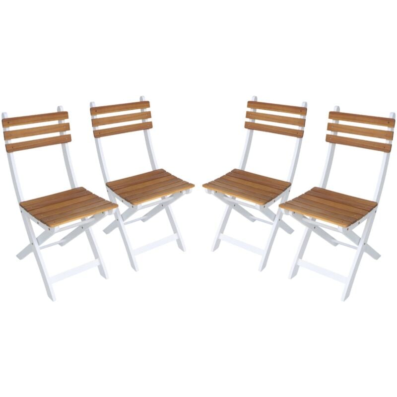 Chaise de jardin calena pliable acacia (Lot de 4) 40 x 52 x 85 cm Blanc / Naturel