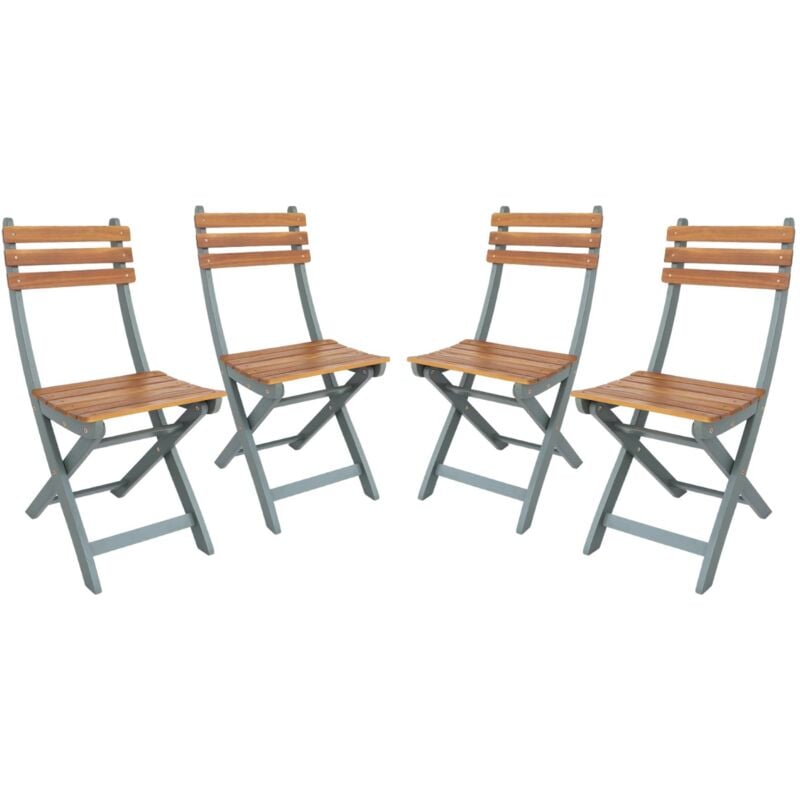 Chaise de jardin calena pliable acacia (Lot de 4) 40 x 52 x 85 cm Kaki / Naturel