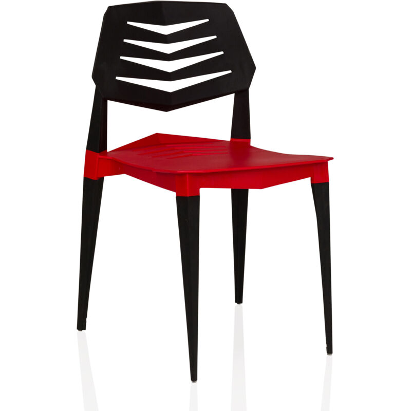 Chaise de jardin / Chaise de salle à manger Flecharo plastique rouge/noir hjh LIVING
