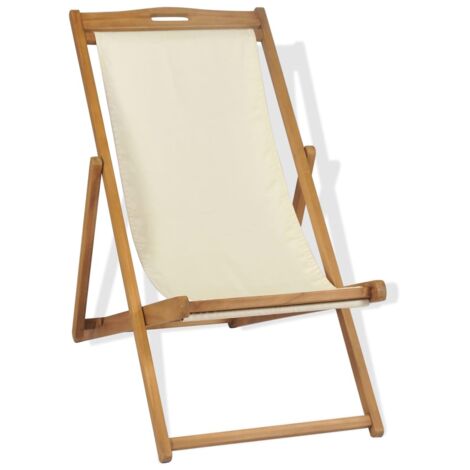 Chaise de jardin Chaise de terrasse Teck 56 x 105 x 96 cm Couleur crème 49220