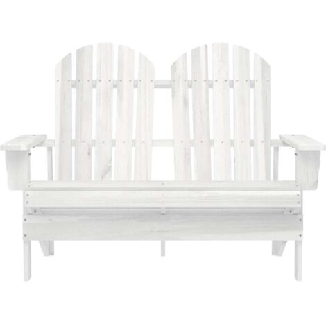 Chaise de jardin  Chaise d'extérieur Adirondack 2 places bois de sapin massif blanc