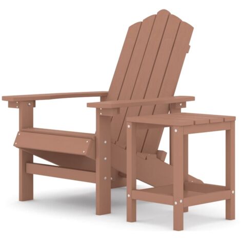 Chaise de jardin  Chaise d'extérieur Adirondack avec table PEHD Marron