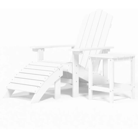 Chaise de jardin  Chaise d'extérieur Adirondack repose-pied table PEHD Blanc