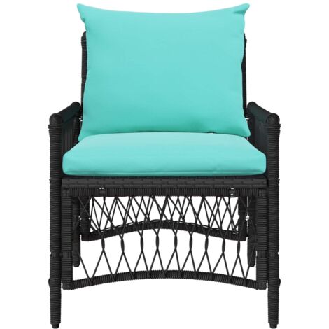 Chaise de jardin  Chaise d'extérieur avec coussin Noir 73 x 61 x 77 cm polyrotin