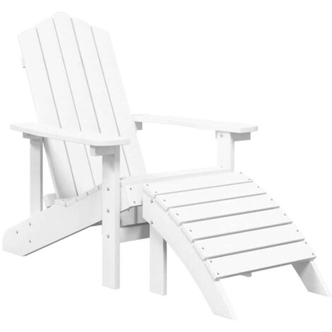 Chaise de jardin - Chaise d'extérieur pour terrasse/jardin Adirondack avec repose-pied PEHD Blanc BV149470 - BonneVie