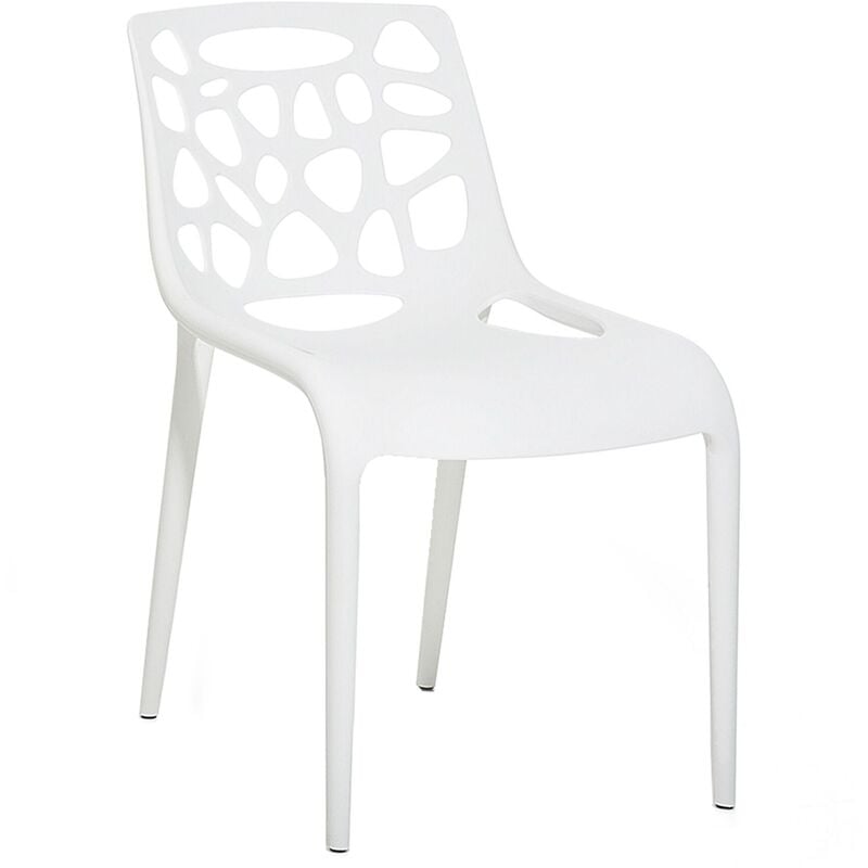 Chaise à Dossier Ajouré Décoratif en Plastique Blanc Intérieur et Jardin Morgan - Blanc