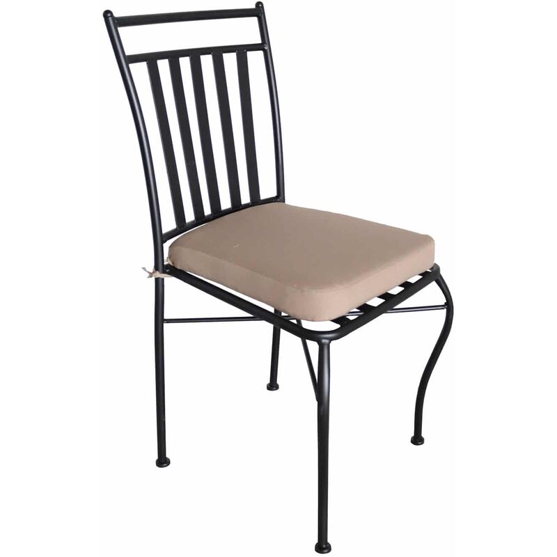 Chillvert - Chaise de Jardin Tivoli Acier 40,5x50,5x89 cm Empilable Noir avec Coussin