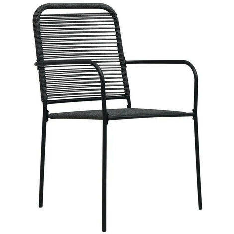 Chaise de jardin corde et métal noir Pleen - Lot de 2