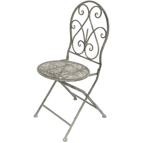 Chaise de jardin DanDiBo Métal Gris Blanc 96127 Chaise en métal Jardin Vintage Fer Nostalgie Chaise en fer Antique
