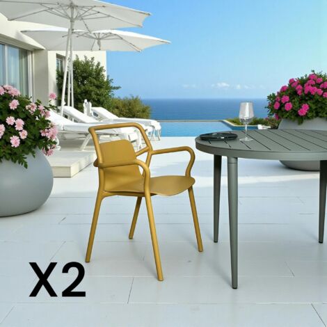 Chaise de jardin design jaune, empilable (lot de 2) PINETO