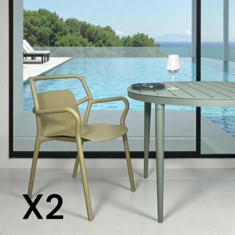 Chaise de jardin design kaki, empilable (lot de 2) PINETO