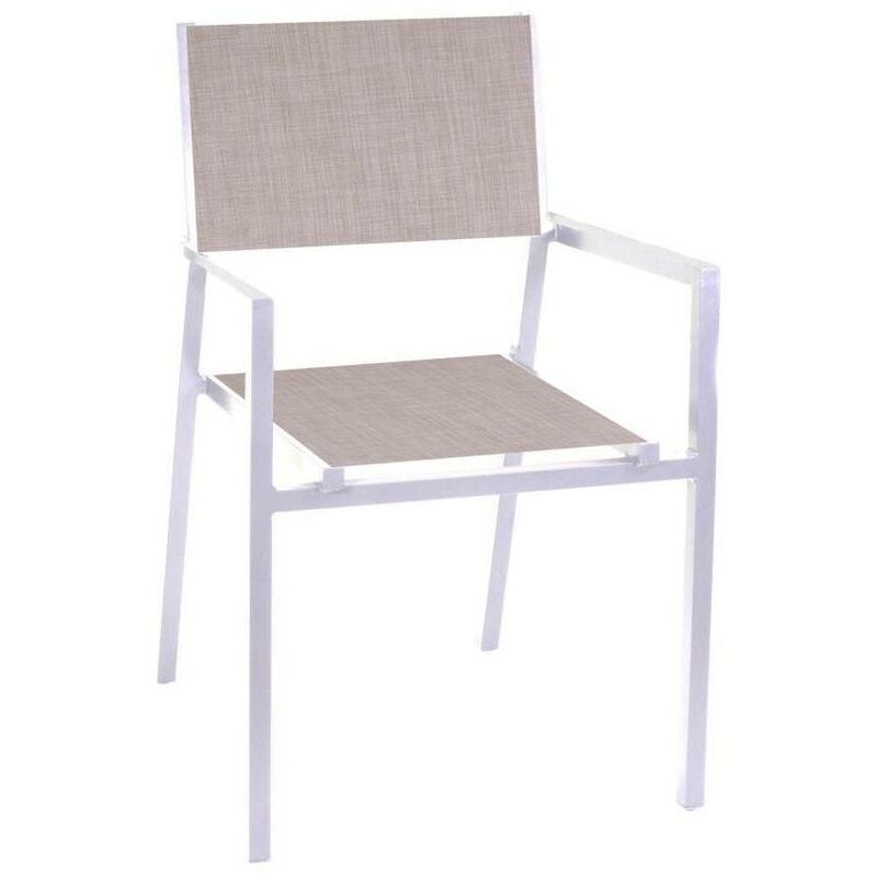 Chaise de jardin empilable avec accoudoirs Blanc 55x56 cm h 86 cm en Aluminium mod. Cleveland