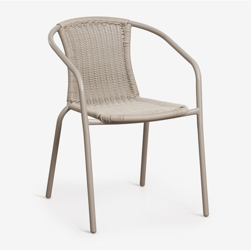Chaise de jardin empilable avec accoudoirs en acier et rotin synthétique Kalymana SKLUM Moka Brown Chaise de jardin empilable avec accoudoirs en acier et rotin synthétique Kalymana SKLUM Moka Brown