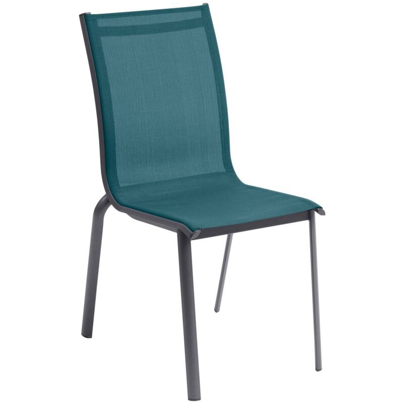 Chaise de jardin empilable Axant bleu canard & graphite en aluminium traité époxy - Hespéride - Bleu canard / graphite