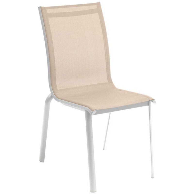 Chaise de jardin empilable Axant lin & blanc en aluminium traité époxy - Hespéride - Lin / blanc