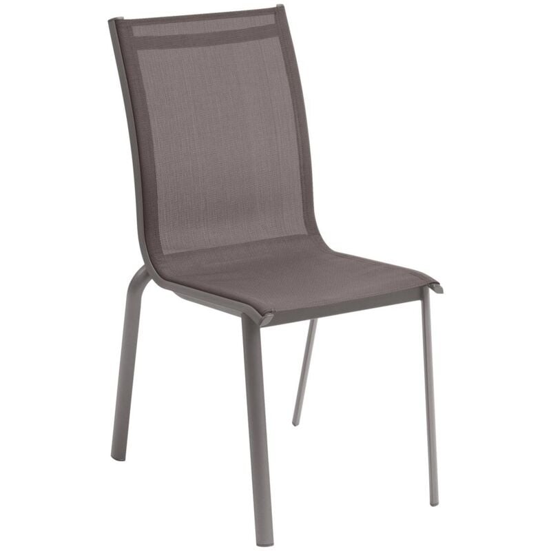 Chaise de jardin empilable Axant wengé & praline en aluminium traité époxy - Hespéride - Wengé / praline