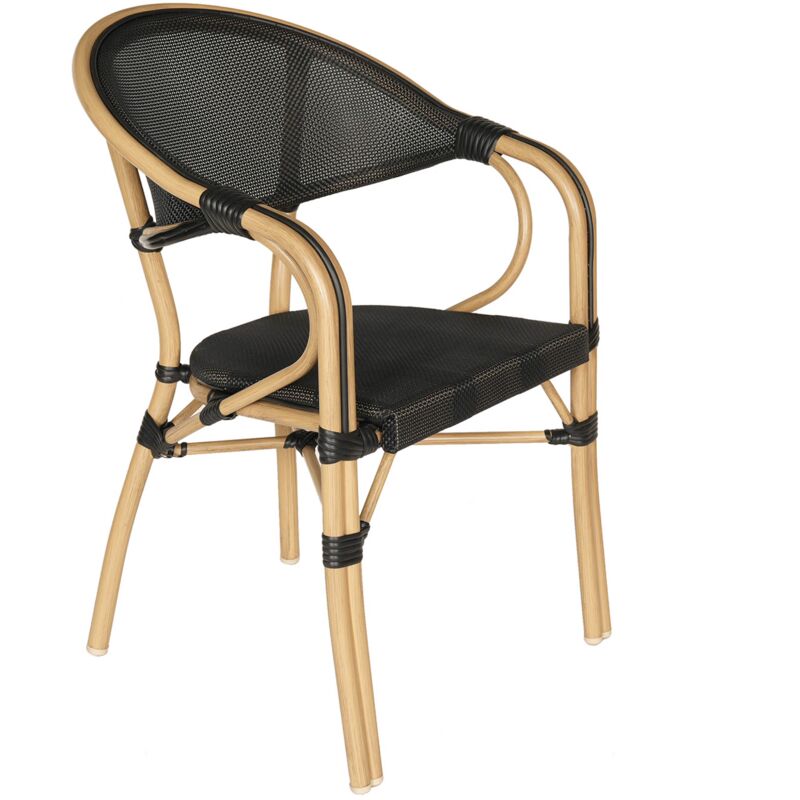 Oviala - Chaise de terrasse empilable bistrot parisien noire