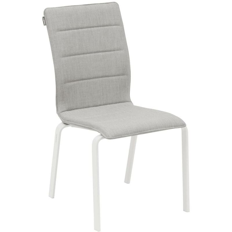 Chaise de jardin empilable Diese perle & blanc en aluminium traité époxy - Hespéride - Gris perle / blanc