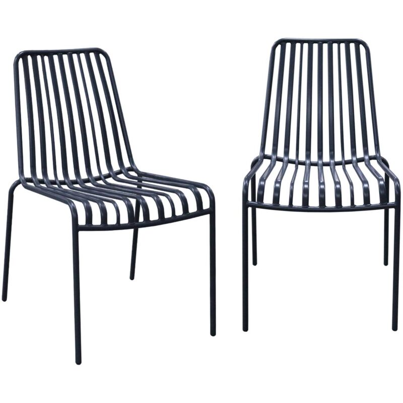 Produit shopeco.fr : Sweeek - Lot de 2 chaises de jardin florida anthracite empilable en acier. l 59 x p 47.5 x h 78 cm