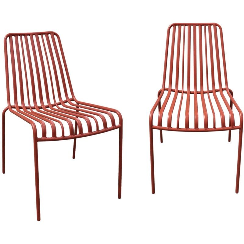 Lot de 2 chaises de jardin florida terracotta empilable en acier. l 59 x p 47.5 x h 78 cm