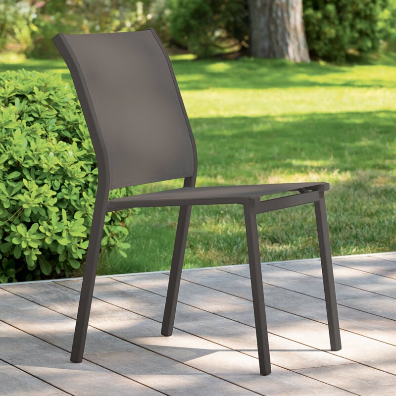 Chaise de jardin empilable Essentia wengé & tonka aluminium traité époxy - Hespéride