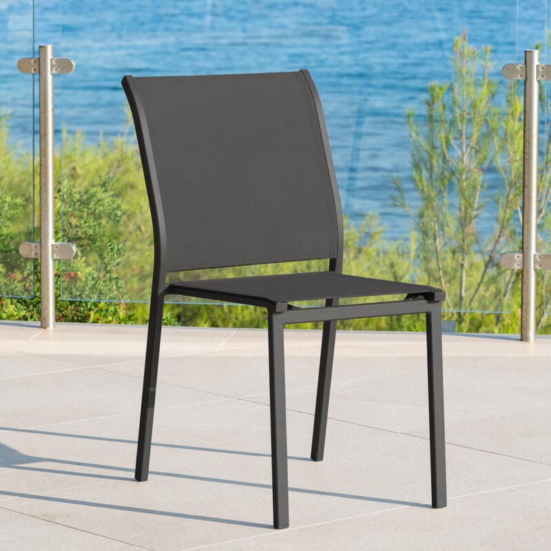 Chaise de jardin empilable Essentia anthracite & graphite aluminium traité époxy - Hespéride
