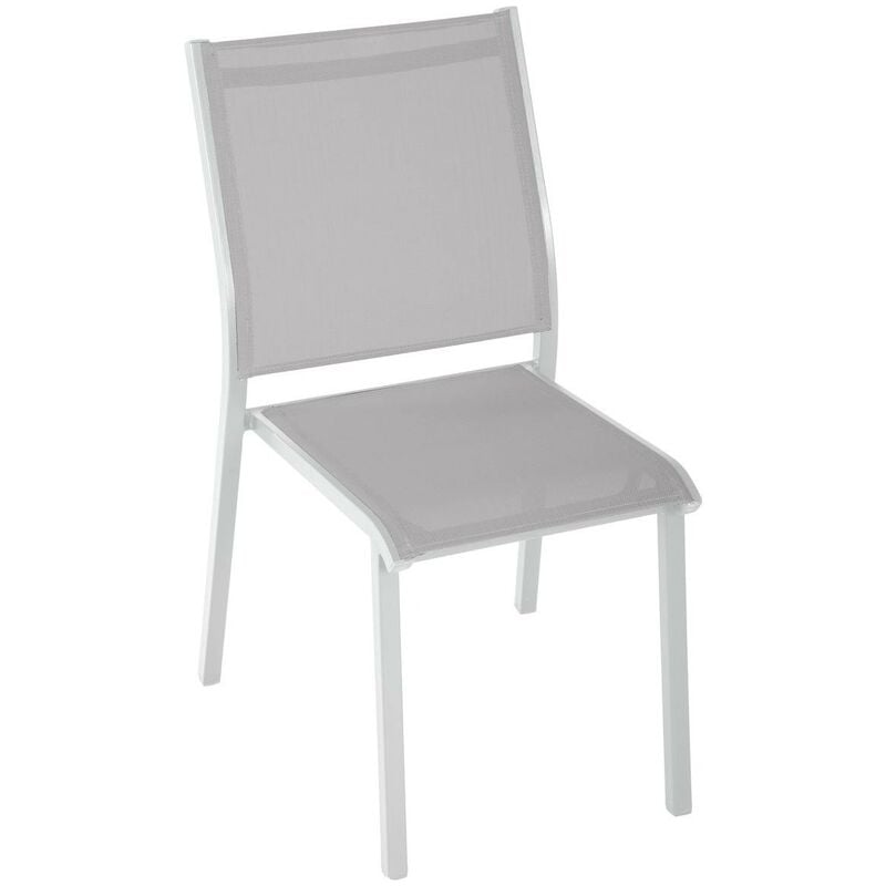 Chaise de jardin empilable Essentia galet & blanc en aluminium traité époxy - Hespéride - Gris galet / blanc