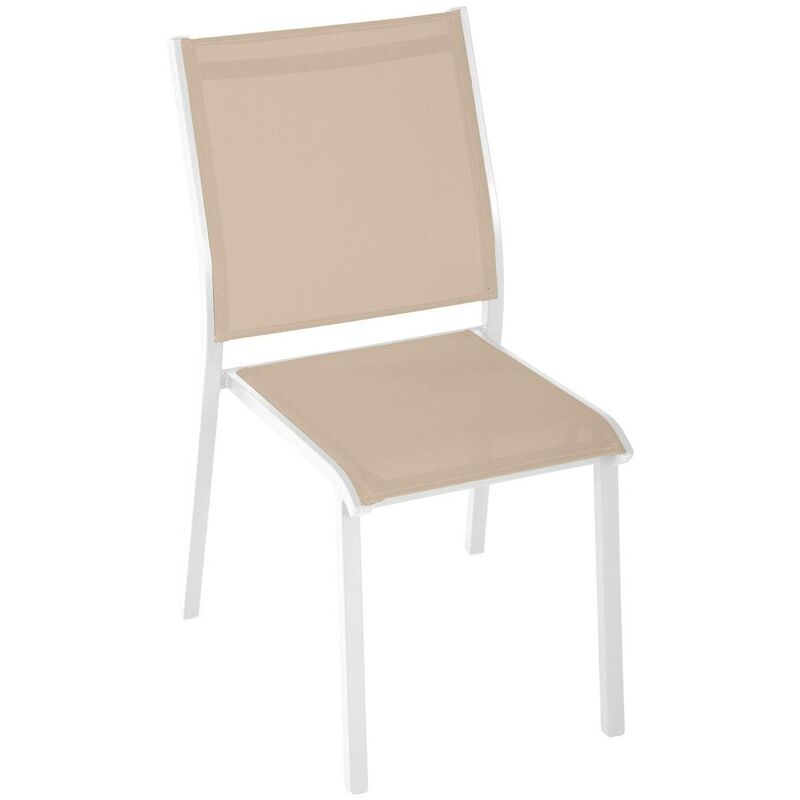 Hesperide - Chaise de jardin empilable Essentia lin & blanc en aluminium traité époxy - Hespéride - Lin / blanc